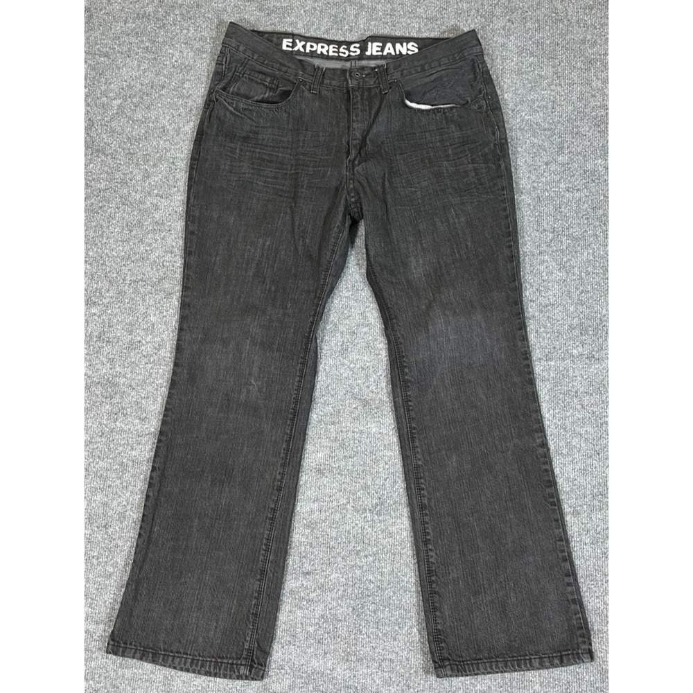 Express Jeans Men's 36x32 Black Denim Kingston Classic Fit Straight‎ Leg Regular